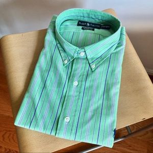 NWT Ralph Lauren Green/Blue Striped Button-Down